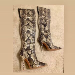 Snakeskin Thigh High Boots